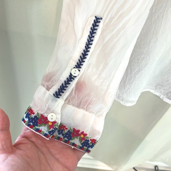 JOHNNY WAS Sheer Floral Embroidered Blouse - Picture 3 of 5